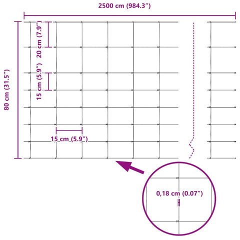 OGRODZENIE PASTWISKOWE SREBRNY 25X0,8M STAL GALWANIZOWANA
