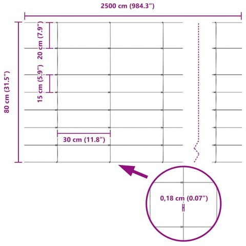 OGRODZENIE PASTWISKOWE SREBRNY 25X0,8M STAL GALWANIZOWANA