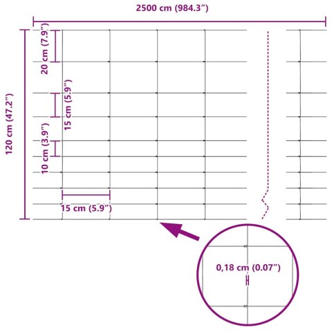 OGRODZENIE PASTWISKOWE SREBRNY 25X1,2M STAL GALWANIZOWANA