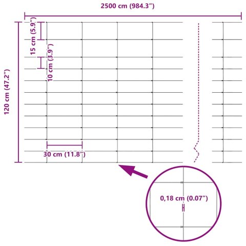 OGRODZENIE PASTWISKOWE SREBRNY 25X1,2M STAL GALWANIZOWANA