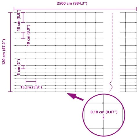 OGRODZENIE PASTWISKOWE SREBRNY 25X1,2M STAL GALWANIZOWANA