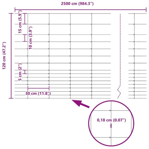 OGRODZENIE PASTWISKOWE SREBRNY 25X1,2M STAL GALWANIZOWANA