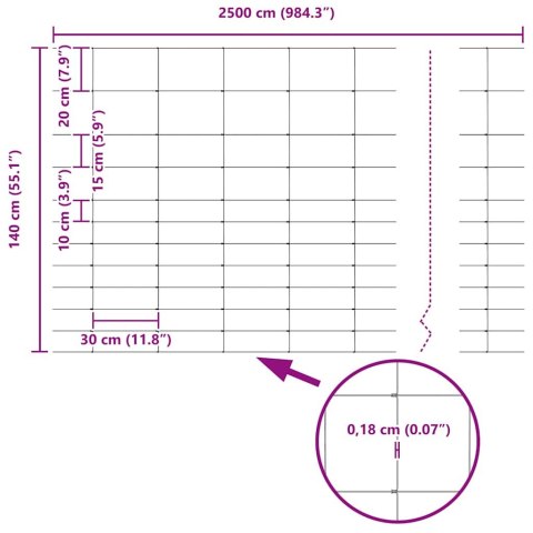 OGRODZENIE PASTWISKOWE SREBRNY 25X1,4M STAL GALWANIZOWANA