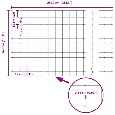 OGRODZENIE PASTWISKOWE SREBRNY 25X1,4M STAL GALWANIZOWANA