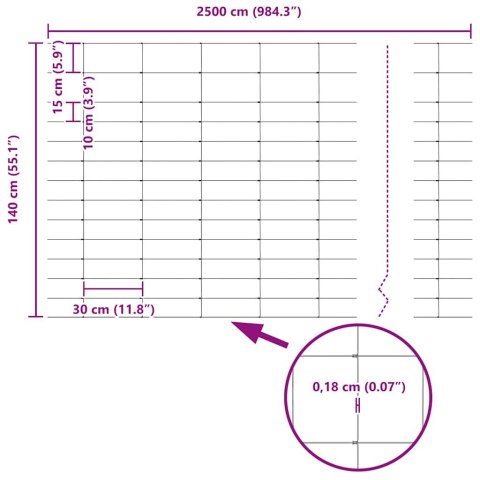 OGRODZENIE PASTWISKOWE SREBRNY 25X1,4M STAL GALWANIZOWANA