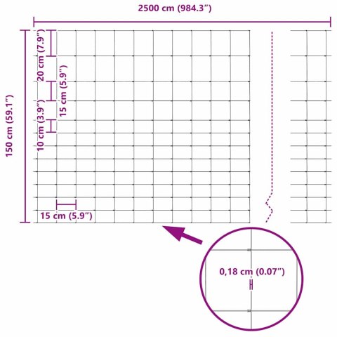 OGRODZENIE PASTWISKOWE SREBRNY 25X1,5M STAL GALWANIZOWANA