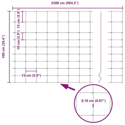 OGRODZENIE PASTWISKOWE SREBRNY 25X1M STAL GALWANIZOWANA