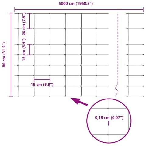 OGRODZENIE PASTWISKOWE SREBRNY 50X0,8M STAL GALWANIZOWANA