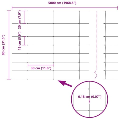 OGRODZENIE PASTWISKOWE SREBRNY 50X0,8M STAL GALWANIZOWANA