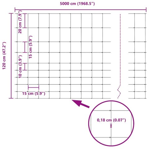 OGRODZENIE PASTWISKOWE SREBRNY 50X1,2M STAL GALWANIZOWANA