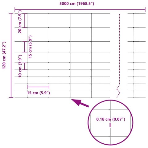 OGRODZENIE PASTWISKOWE SREBRNY 50X1,2M STAL GALWANIZOWANA