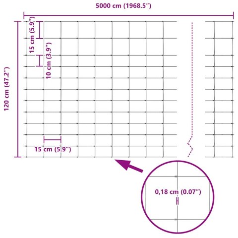 OGRODZENIE PASTWISKOWE SREBRNY 50X1,2M STAL GALWANIZOWANA