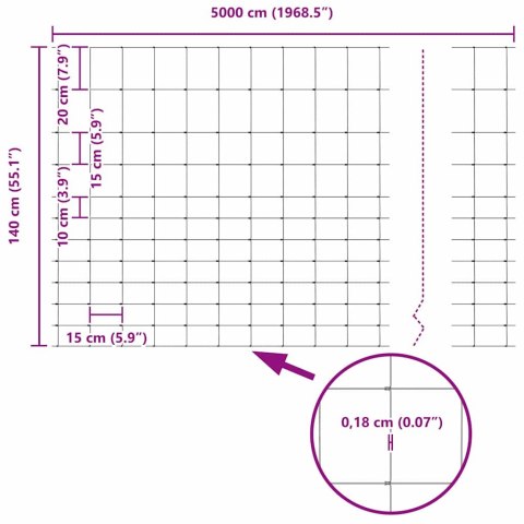OGRODZENIE PASTWISKOWE SREBRNY 50X1,4M STAL GALWANIZOWANA