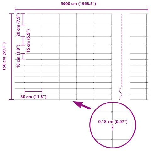 OGRODZENIE PASTWISKOWE SREBRNY 50X1,5M STAL GALWANIZOWANA