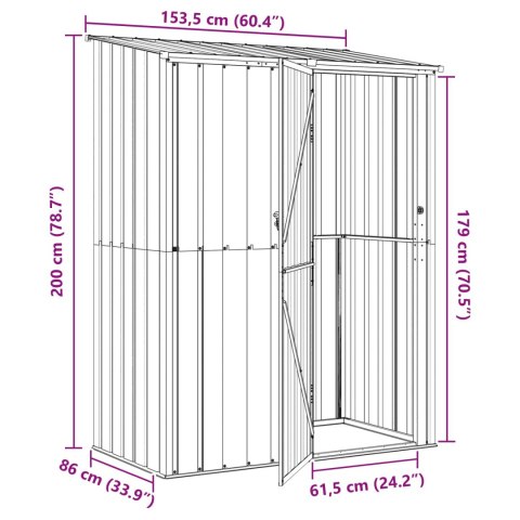 SCHOWKI OGRODOWE ANTRACYT 153,5X86X200CM METAL