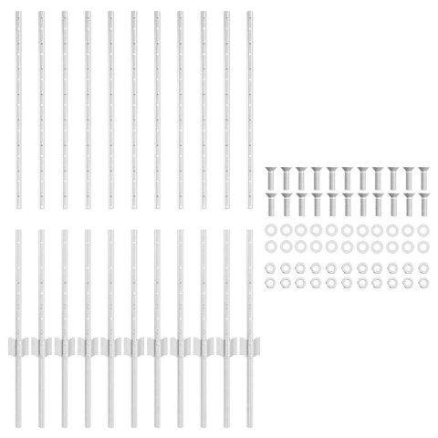 SŁUPEK OGRODZENIOWY. 11 SZT. SREBRNY 100CM STAL