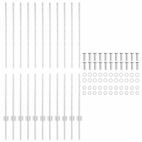 SŁUPEK OGRODZENIOWY. 11 SZT. SREBRNY 140CM STAL