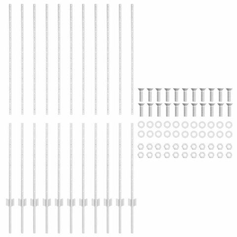 SŁUPEK OGRODZENIOWY. 11 SZT. SREBRNY 150CM STAL