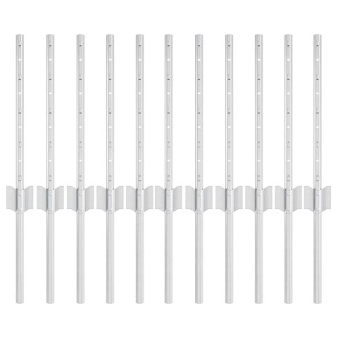 SŁUPEK OGRODZENIOWY. 11 SZT. SREBRNY 40CM STAL
