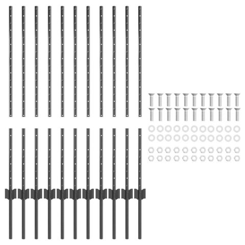 SŁUPEK OGRODZENIOWY. 11 SZT. SZARY 100CM STAL