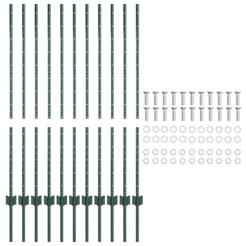 SŁUPEK OGRODZENIOWY. 11 SZT. ZIELONY 120CM STAL