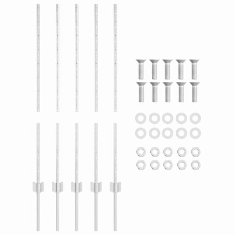 SŁUPEK OGRODZENIOWY. 5 SZT. SREBRNY 100CM STAL