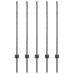 SŁUPEK OGRODZENIOWY. 5 SZT. SZARY 100CM STAL