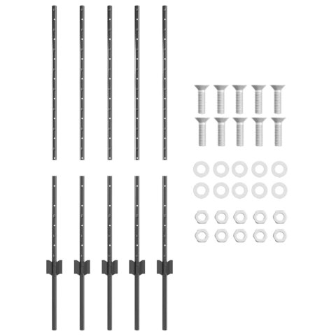 SŁUPEK OGRODZENIOWY. 5 SZT. SZARY 100CM STAL