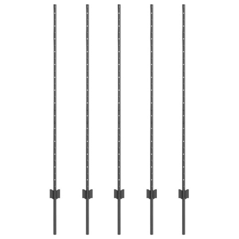 SŁUPEK OGRODZENIOWY. 5 SZT. SZARY 140CM STAL