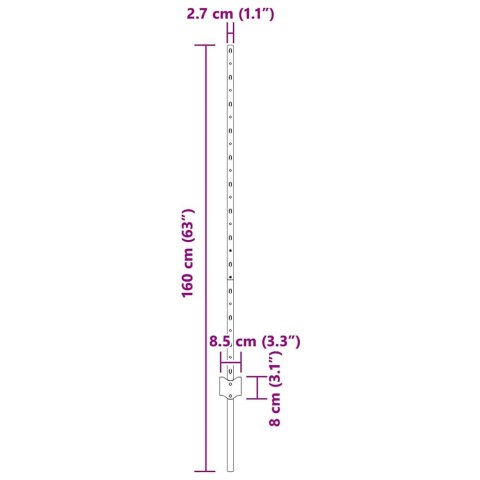 SŁUPEK OGRODZENIOWY. 5 SZT. ZIELONY 120CM STAL