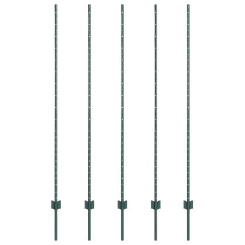 SŁUPEK OGRODZENIOWY. 5 SZT. ZIELONY 160CM STAL