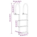 DRABINKA DOKOWA 3-STOPNIOWA SREBRNY 45X11,5X134CM