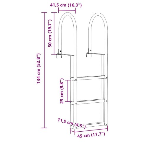 DRABINKA DOKOWA 3-STOPNIOWA SREBRNY 45X11,5X134CM