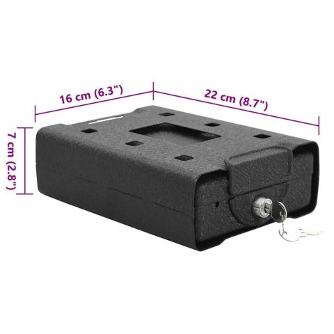 SEJF SAMOCHODOWY Z BLOKADĄ CZARNY 22X16X7CM STAL