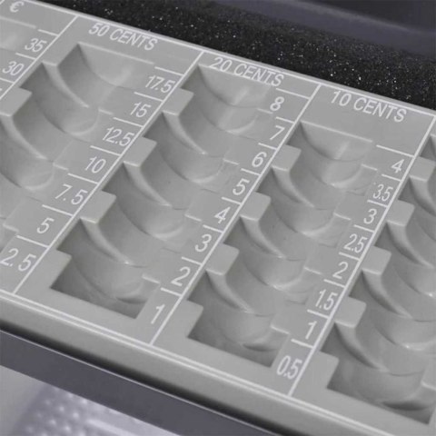 SKRZYNKA NA GOTÓWKĘ Z BLOKADĄ CIEMNO SZARY 30X24X9CM STAL