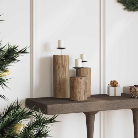 ŚWIECZNIK 3 SZT. NATURALNY LITE DREWNO TEKOWE