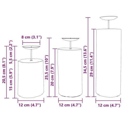 ŚWIECZNIK 3 SZT. NATURALNY LITE DREWNO TEKOWE