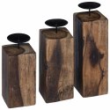 ŚWIECZNIK 3 SZT. NATURALNY LITE DREWNO Z ODZYSKU