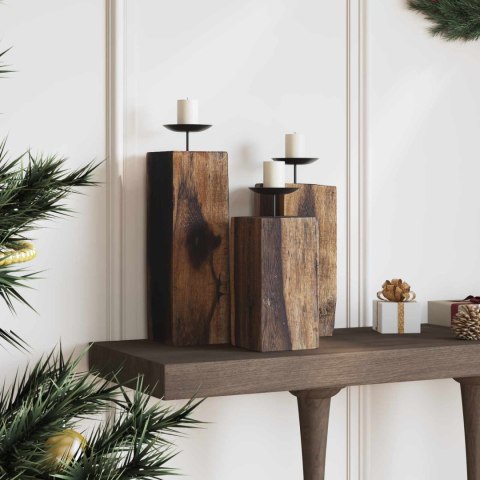 ŚWIECZNIK 3 SZT. NATURALNY LITE DREWNO Z ODZYSKU