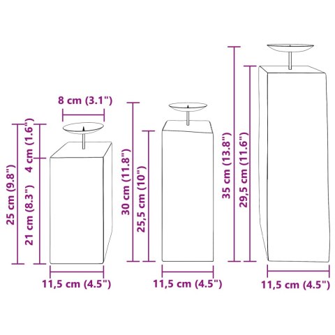 ŚWIECZNIK 3 SZT. NATURALNY LITE DREWNO Z ODZYSKU