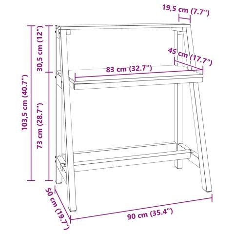 BIURKO BRĄZOWY 90X50X103CM LITE DREWNO RECYKLINGOWE