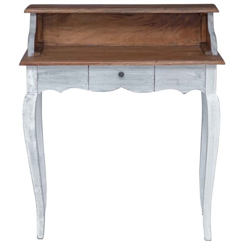 BIURKO Z SZUFLADĄ BIAŁY 80X40X92CM LITE DREWNO MAHONIOWE