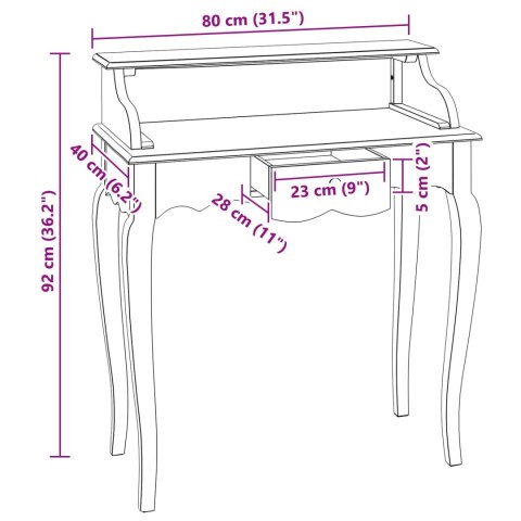 BIURKO Z SZUFLADĄ BIAŁY 80X40X92CM LITE DREWNO MAHONIOWE