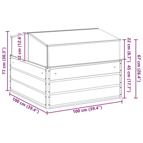 DONICA OGRODOWA ANTRACYT 100X100X77CM STAL GALWANIZOWANA