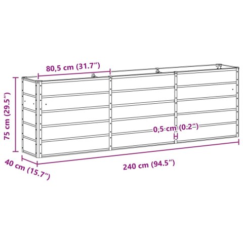 DONICA OGRODOWA ANTRACYT 160X40X75CM STAL