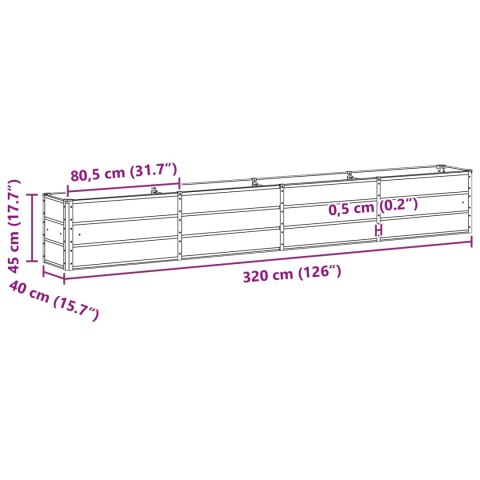 DONICA OGRODOWA ANTRACYT 320X40X45CM STAL