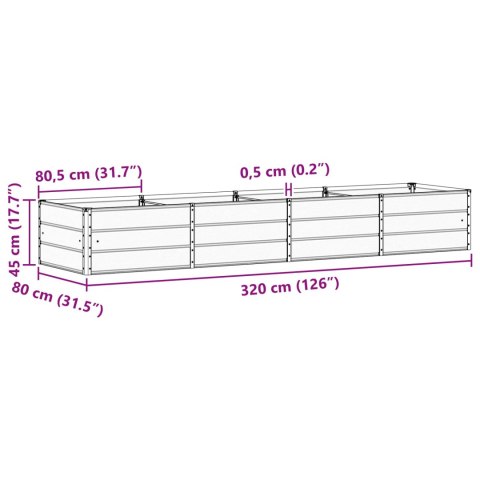 DONICA OGRODOWA ZIELONA 320X80X45CM STAL