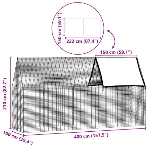 KLATKA DLA KRÓLIKA SREBRNY 400X100X210CM