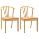 KRZESŁO JADALNIANE 2 SZT. NATURALNY SOLIDNE DREWNO KAUCZUKOWE