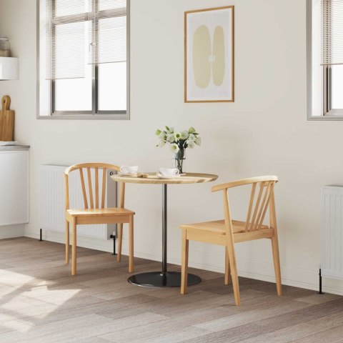 KRZESŁO JADALNIANE 2 SZT. NATURALNY SOLIDNE DREWNO KAUCZUKOWE